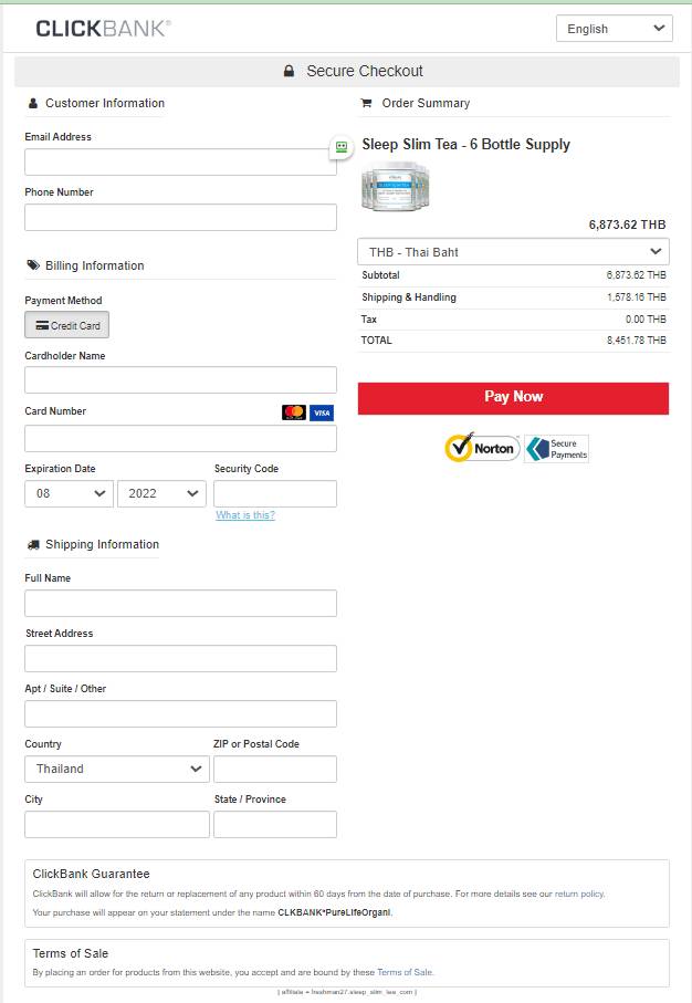 PureLife Organics Sleep Slim Tea - Secure checkout
